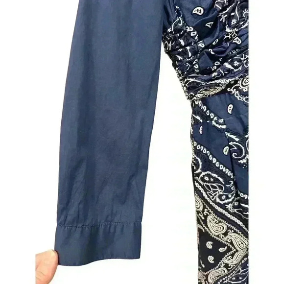 - Holding Horses Navy Ruched, Flared Bandana Dress, Size 2, Pre-Owned - Picture 3 of 9